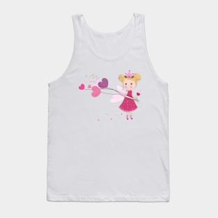 Fairy holding heart balloon. Banner style template design Tank Top